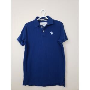 Y2K Abercrombie Fitch Polo Shirt Mens Size L Muscle Embroidered Moose Blue